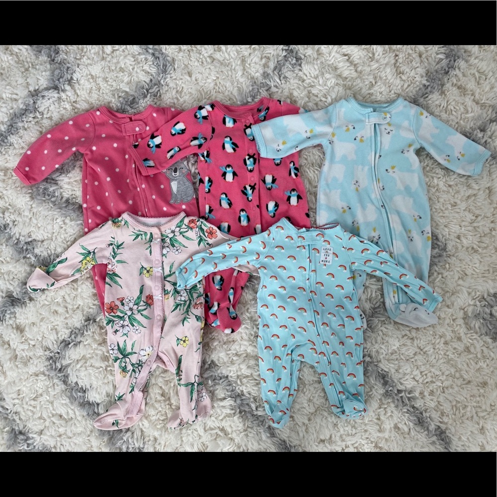 Newborn baby girl sleeper bundle
